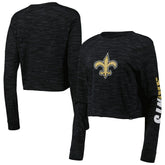 New Orleans Saints New Era Women's Crop Long Sleeve T-Shirt - Black on sale
