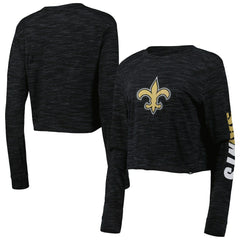 New Orleans Saints New Era Women's Crop Long Sleeve T-Shirt - Black on sale