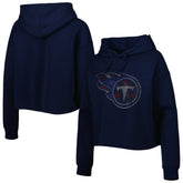 Tennessee Titans Cuce Women's Crystal Logo Cropped Pullover Hoodie - Navy cheap