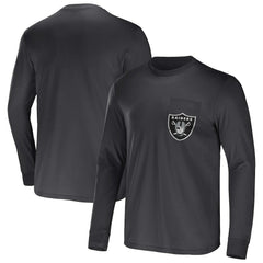 Las Vegas Raiders NFL x Darius Rucker Collection Team Long Sleeve Pocket T-Shirt - Charcoal for sale