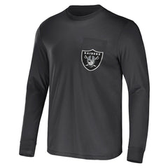 Las Vegas Raiders NFL x Darius Rucker Collection Team Long Sleeve Pocket T-Shirt - Charcoal for sale