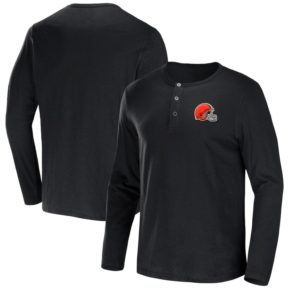 Cleveland Browns NFL x Darius Rucker Collection Slub Jersey Henley Long Sleeve T-Shirt - Black on sale