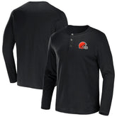 Cleveland Browns NFL x Darius Rucker Collection Slub Jersey Henley Long Sleeve T-Shirt - Black on sale