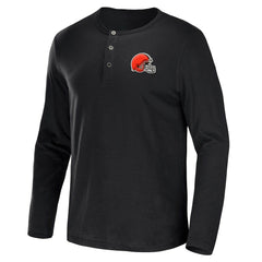 Cleveland Browns NFL x Darius Rucker Collection Slub Jersey Henley Long Sleeve T-Shirt - Black on sale