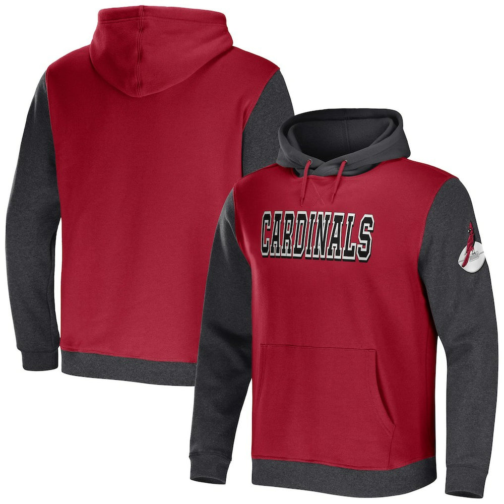 Arizona Cardinals NFL x Darius Rucker Collection Colorblock Pullover Hoodie - Cardinal/Charcoal outlet