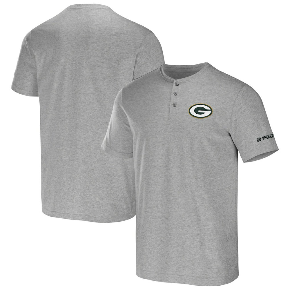 Green Bay Packers NFL x Darius Rucker Collection Henley T-Shirt - Heather Gray cheap