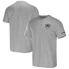 Las Vegas Raiders NFL x Darius Rucker Collection Henley T-Shirt - Heather Gray for sale