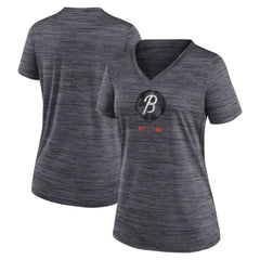 Baltimore Orioles Women's City Connect Velocity Practice Performance V-Neck T-Shirt - Black | Nike