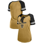 New Orleans Saints New Era Women's Legacy Lace-Up Raglan T-Shirt - Gold/Black discount