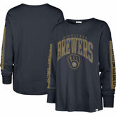 Milwaukee Brewers Women's Statement Long Sleeve T-Shirt - Navy | 47 brand