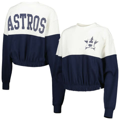 Houston Astros Women's Take Two Bonita Pullover Sweatshirt - White/Navy | 47 brand