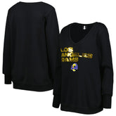 Los Angeles Rams Cuce Women's Sequin Logo V-Neck Pullover Sweatshirt - Black for sale
