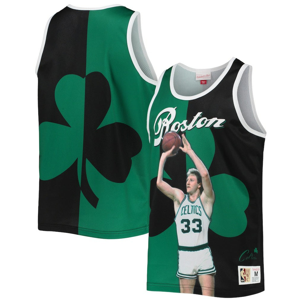 Larry Bird Boston Celtics Sublimated Player Tank Top - Kelly Green/Black | Mitchell & Ness on sale