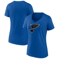 St. Louis Blues Fanatics Women's Primary Logo Team V-Neck T-Shirt Royal