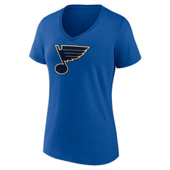 St. Louis Blues Fanatics Women's Primary Logo Team V-Neck T-Shirt Royal