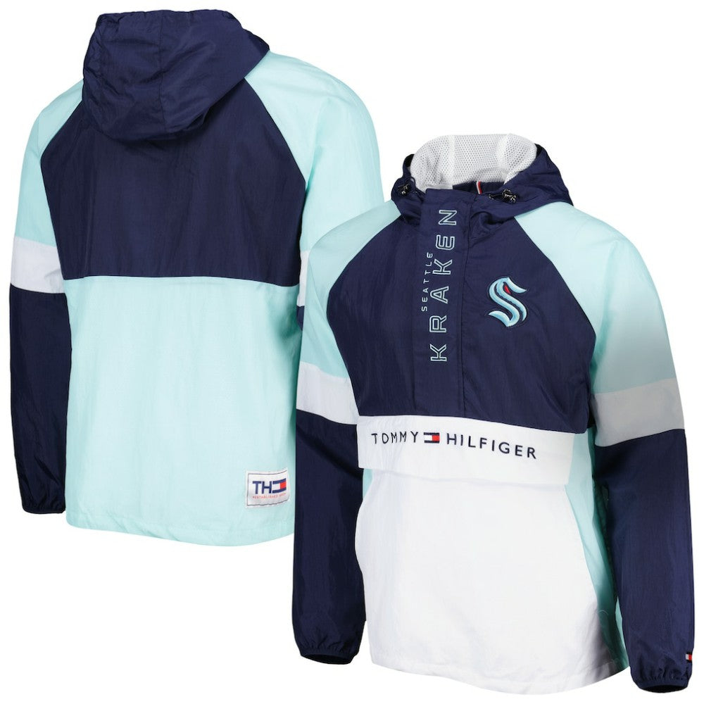 Seattle Kraken Tommy Hilfiger Raglan Half-Zip Jacket Deep Sea Blue/White