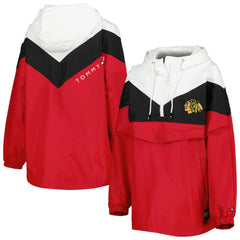 Chicago Blackhawks Tommy Hilfiger Women's Staci Half-Zip Windbreaker Jacket Black/Red
