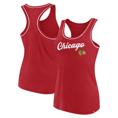 Chicago Blackhawks Fanatics Women's Wordmark Logo Racerback Scoop Neck Tank Top Red