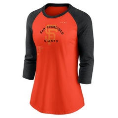 San Francisco Giants Women's Next Up Tri-Blend Raglan 3/4-Sleeve T-Shirt - Orange/Black | Nike
