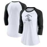 Chicago White Sox Women's Next Up Tri-Blend Raglan 3/4-Sleeve T-Shirt - White/Black | Nike