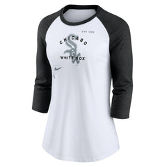 Chicago White Sox Women's Next Up Tri-Blend Raglan 3/4-Sleeve T-Shirt - White/Black | Nike