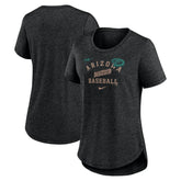 Arizona Diamondbacks Women's Rewind Arch Mix Tri-Blend T-Shirt - Heather Black | Nike