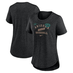 Arizona Diamondbacks Women's Rewind Arch Mix Tri-Blend T-Shirt - Heather Black | Nike