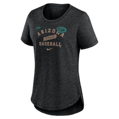 Arizona Diamondbacks Women's Rewind Arch Mix Tri-Blend T-Shirt - Heather Black | Nike