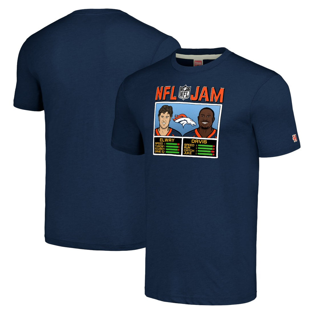 John Elway & Terrell Davis Denver Broncos Homage Unisex NFL Jam Retired Tri-Blend T-Shirt - Navy sale