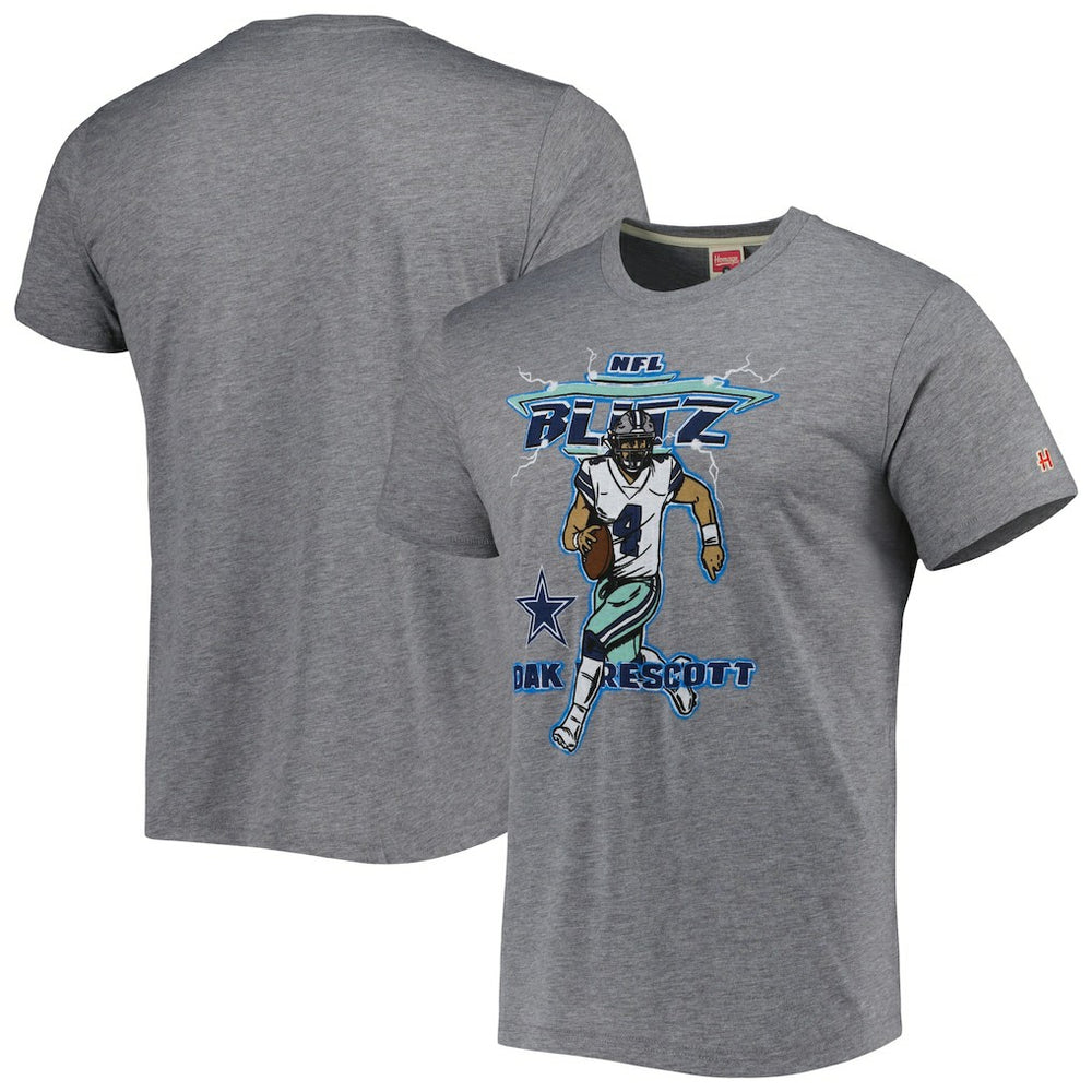Dak Prescott Dallas Cowboys Homage Unisex NFL Blitz Player Tri-Blend T-Shirt - Heathered Heather Gray discount