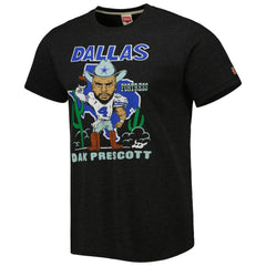 Dak Prescott Dallas Cowboys Homage Unisex Caricature Player Tri-Blend T-Shirt - Heather Black on sale