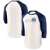 Detroit Tigers Backdoor Slider Raglan 3/4-Sleeve T-Shirt - White/Navy
