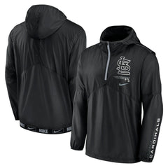 St. Louis Cardinals Authentic Night Game Performance Half-Zip Windbreaker - Black | Nike