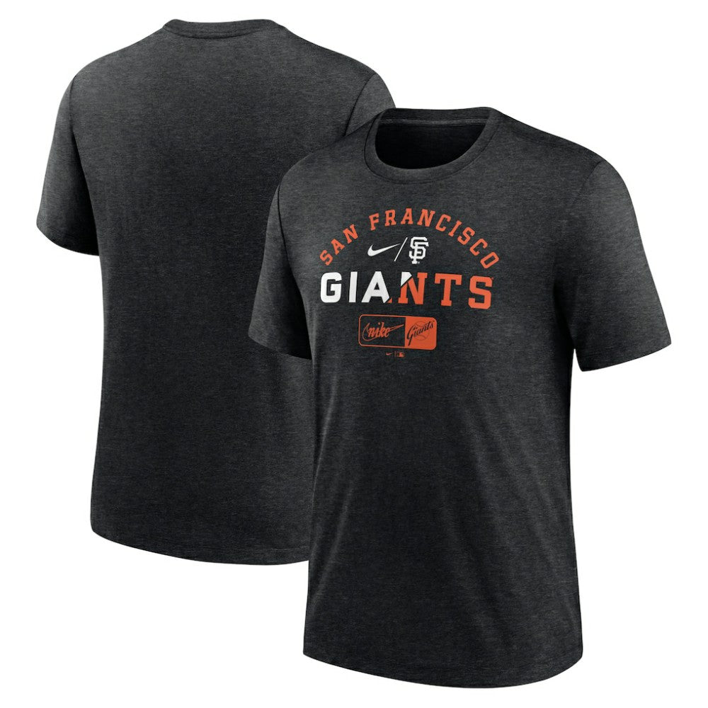 San Francisco Giants Rewind Review Slash Tri-Blend T-Shirt - Heather Black | Nike
