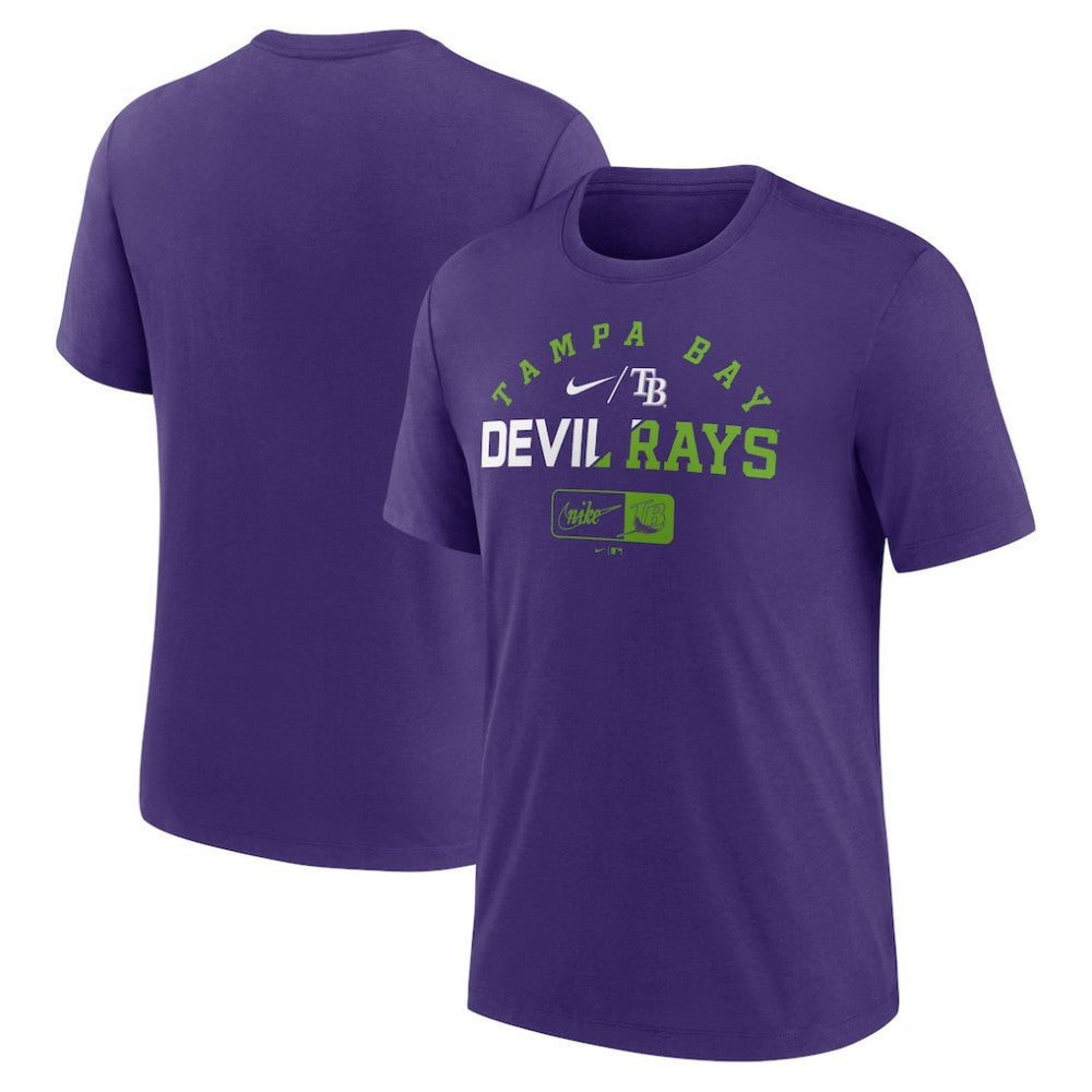 Tampa Bay Rays Rewind Review Slash Tri-Blend T-Shirt - Heather Purple | Nike
