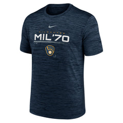 Milwaukee Brewers Wordmark Velocity Performance T-Shirt - Navy | Nike