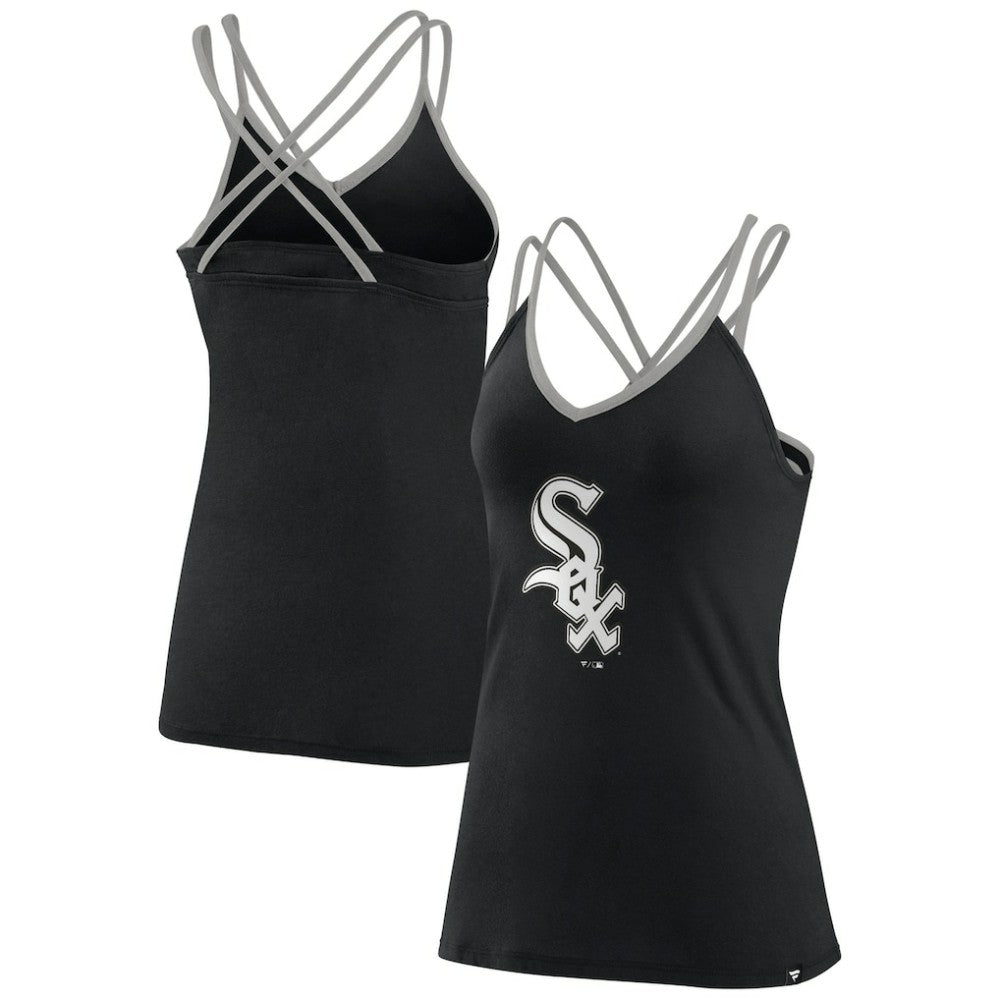 Chicago White Sox Women's Barrel It Up Cross Back V-Neck Tank Top - Black