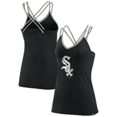 Chicago White Sox Women's Barrel It Up Cross Back V-Neck Tank Top - Black