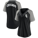 Chicago White Sox Women's Ultimate Style Raglan V-Neck T-Shirt - Black