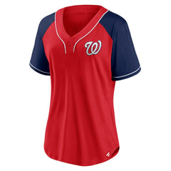 Washington Nationals Women's Ultimate Style Raglan V-Neck T-Shirt - Red
