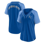 Kansas City Royals Women's Ultimate Style Raglan V-Neck T-Shirt - Royal