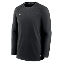 Miami Marlins Authentic Collection Logo Performance Long Sleeve T-Shirt - Black | Nike