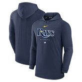 Tampa Bay Rays Authentic Collection Lightweight Dri-FIT Hooded Pullover - Heather Navy | Nike