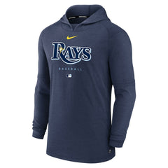 Tampa Bay Rays Authentic Collection Lightweight Dri-FIT Hooded Pullover - Heather Navy | Nike