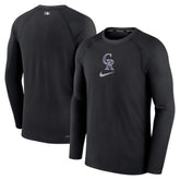 Colorado Rockies Authentic Collection Game Raglan Performance Long Sleeve T-Shirt - Black | Nike