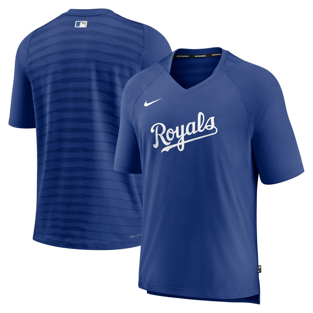 Kansas City Royals Authentic Collection Pregame Raglan Performance V-Neck T-Shirt - Royal | Nike
