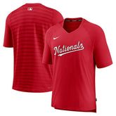 Washington Nationals Authentic Collection Pregame Raglan Performance V-Neck T-Shirt - Red | Nike