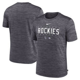 Colorado Rockies Authentic Collection Velocity Performance Practice T-Shirt - Heather Charcoal | Nike