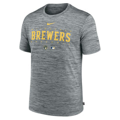 Milwaukee Brewers Authentic Collection Velocity Performance Practice T-Shirt - Heather Gray | Nike