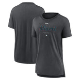 Miami Marlins Women's Authentic Collection Early Work Tri-Blend T-Shirt - Heather Charcoal | Nike